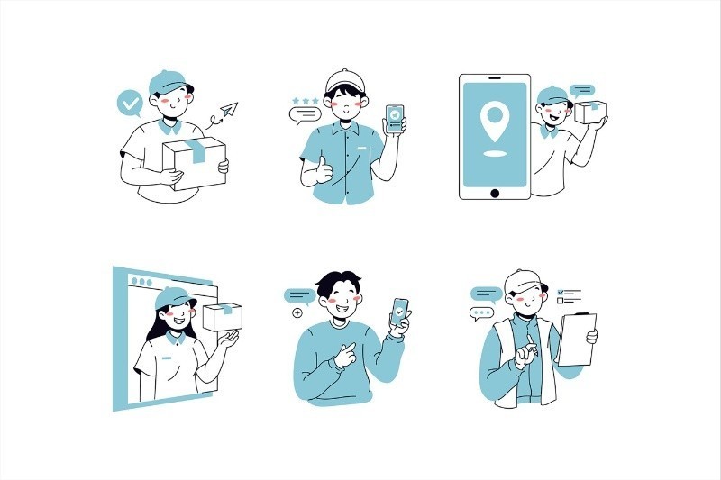 物流运输快递员矢量插画AI源文件